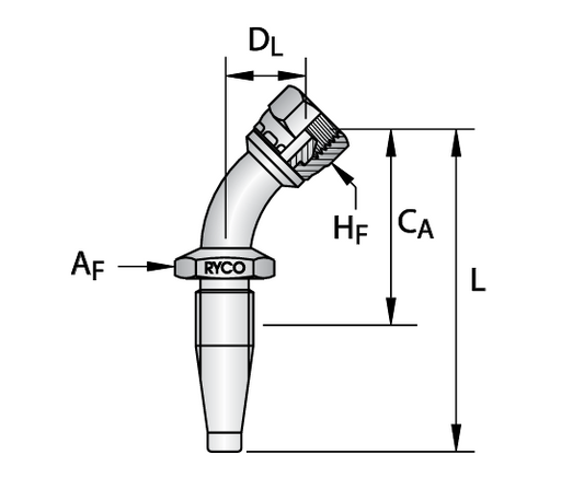 RYCO - Field Attachment BSPP FEMALE 45° TUBE BEND (6270)