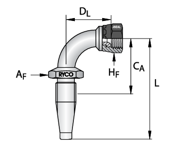 RYCO - Field Attachable Inserts JIC FEMALE 90° TUBE BEND