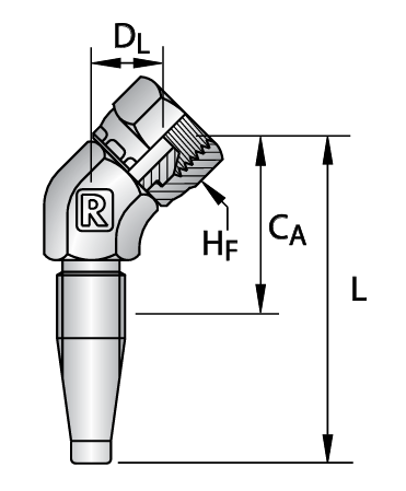 RYCO - Field Attachment BSPP FEMALE 45° ELBOW (6060)