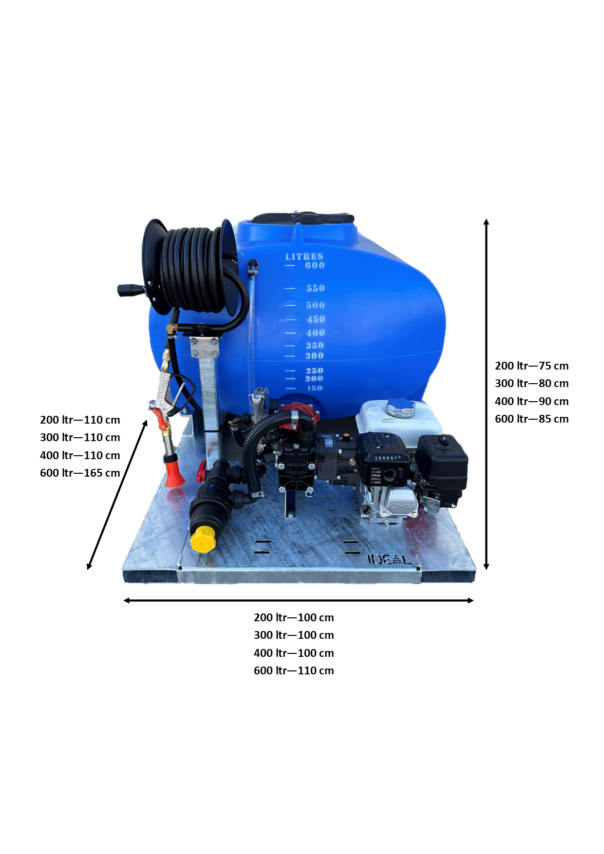 Ideal Skid Pro Motorised 600L Tray Sprayer