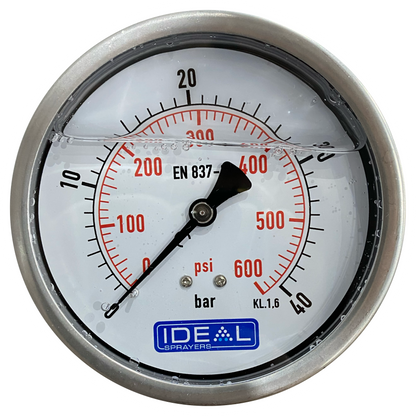 Ideal Pressure Gauge 100MM (4”) 1/4” BSPT Rear Inlet